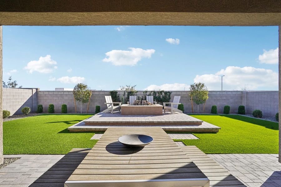 Covered patio into backyard