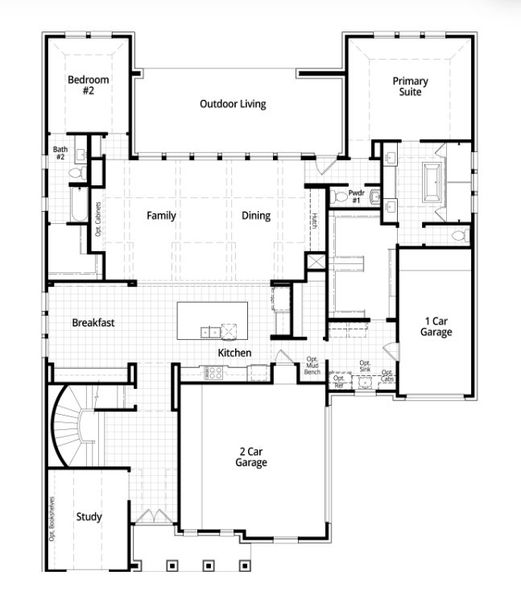 2D floor plan layout for the Livorno by Highland Homes in Fulbrook on Fulshear Creek: 80ft. lots, Fulshear, TX (Image 3).