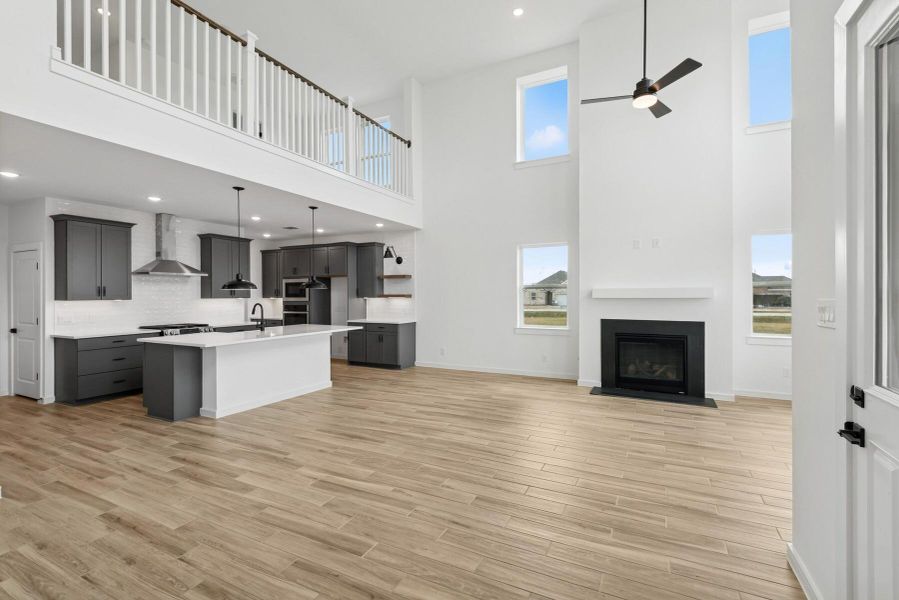 Open great room with fireplace Open great room with fireplace