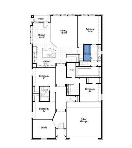 2D floor plan layout for the Davenport Plan by Highland Homes in Ridgeline: 50ft. lots, McKinney, TX (Image 3).