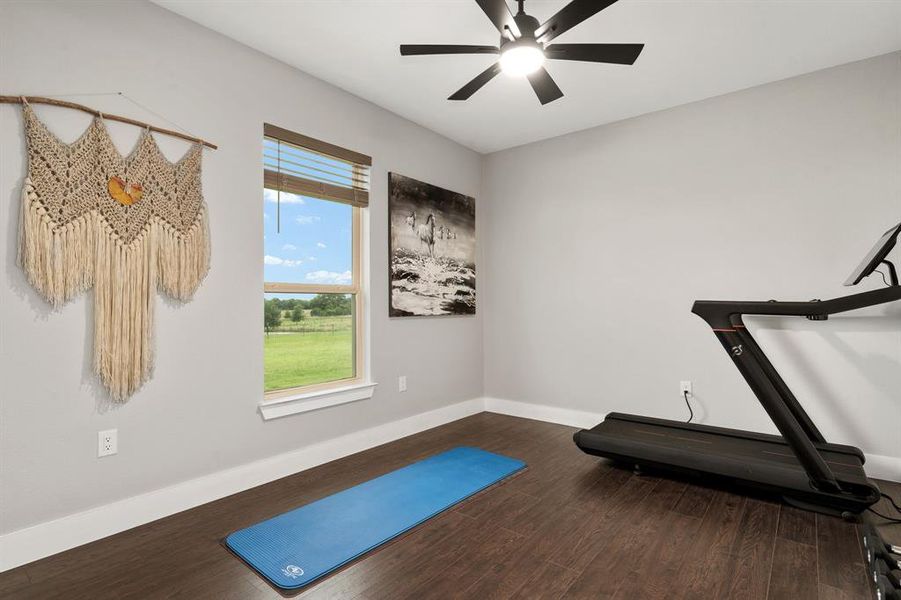 Secondary Bedroom with views of backyard.