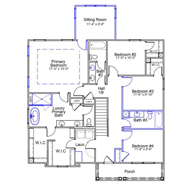 2D floor plan layout of this home in Scotts Hill Village, Wilmington, NC (Image 3).