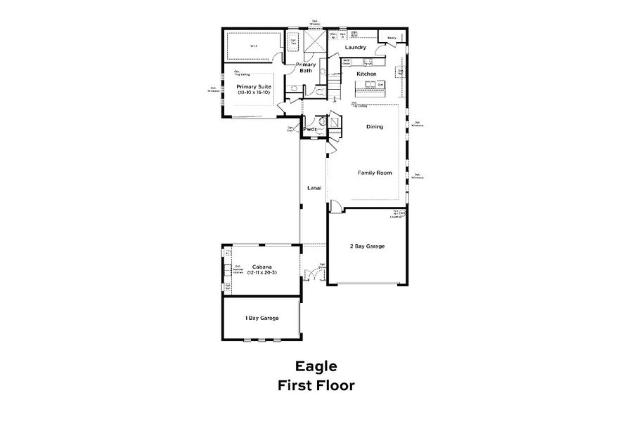 2D floor plan layout for the Eagle by DRB Homes in Biscayne Landing at Seaire, Parrish, FL (Image 3).