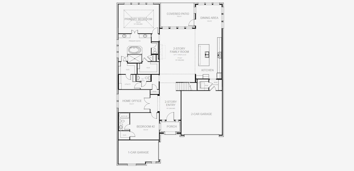 2D floor plan layout for the 3719W by Perry Homes in Valencia 60', Manvel, TX (Image 3). 2D floor plan layout for the 3719W by Perry Homes in Valencia 60', Manvel, TX (Image 3).