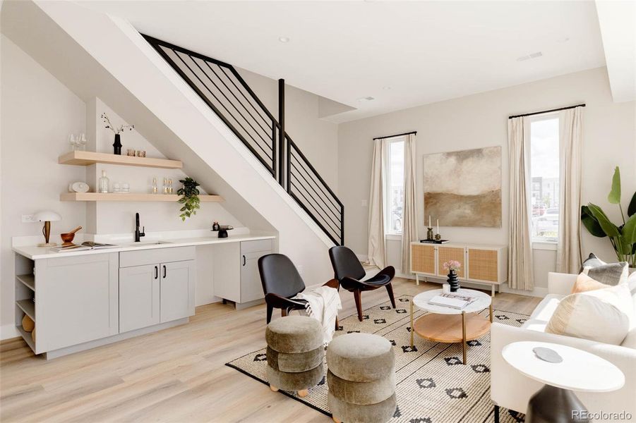 Furnished interior view inside a new home in A Line Townhomes, Denver (Image 12).
