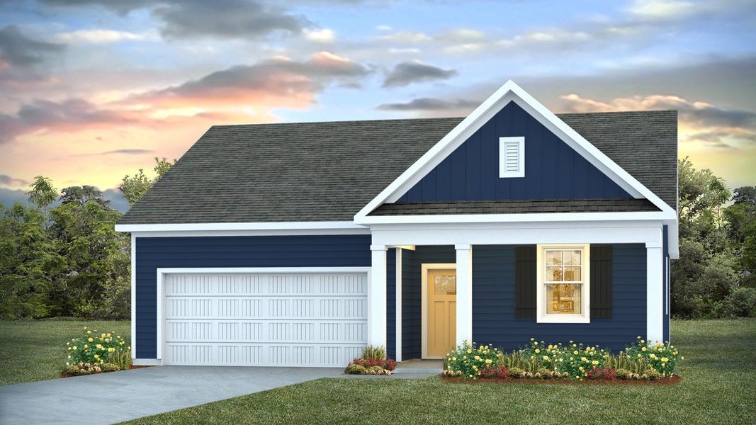 Front exterior of a new home in Eagle Creek, Bolivia, NC, highlighting curb appeal (Image 1). Front exterior of a new home in Eagle Creek, Bolivia, NC, highlighting curb appeal (Image 1).