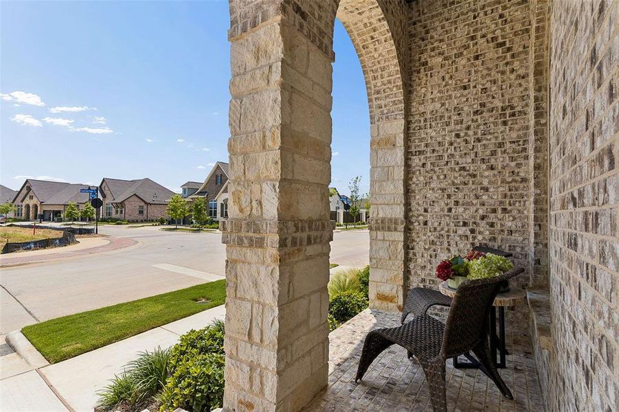 Exterior details and patio area of a home in Elements at Viridian - Garden Series, Arlington (Image 24).