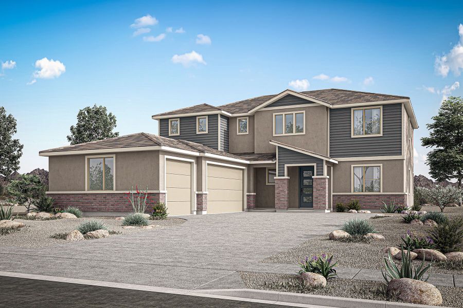 Representative exterior photo of a completed home built from the Mahogany by Mattamy Homes in Miravida, Surprise, AZ (Image 22).