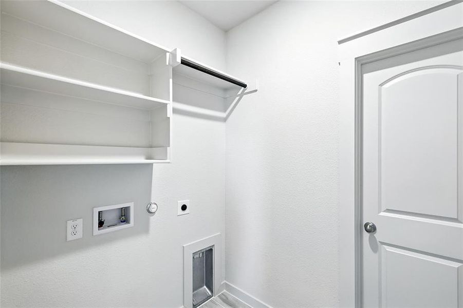 Laundry area with washer hookup and electric dryer hookup Laundry area with washer hookup and electric dryer hookup