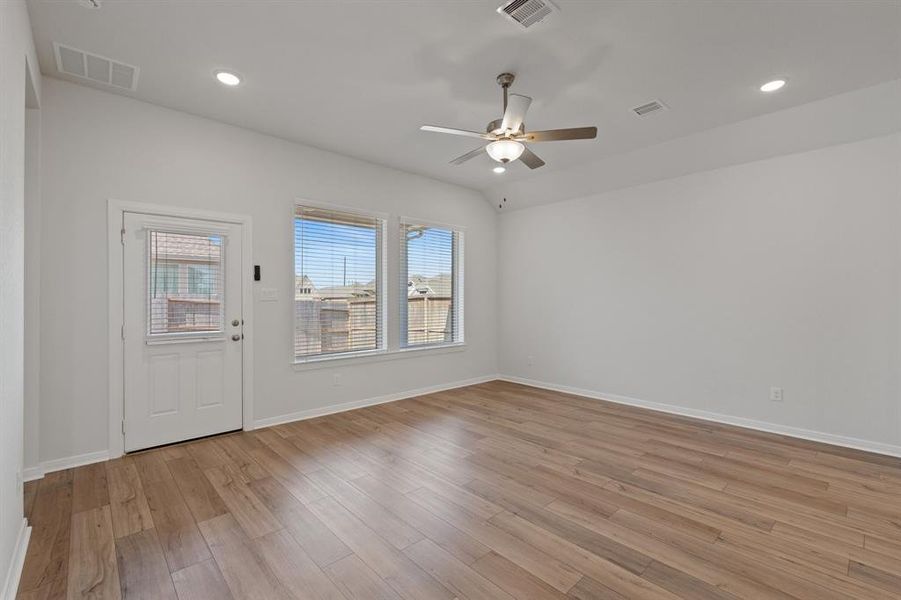 Family room open to the kitchen.