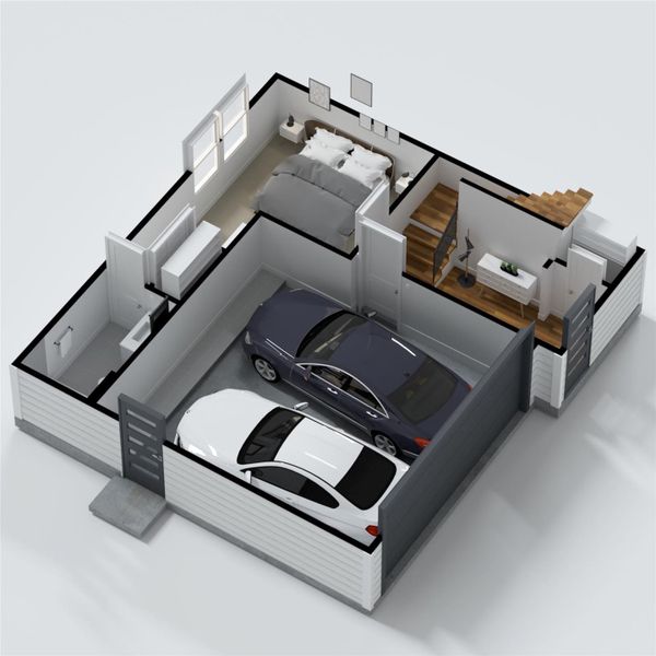 1st Floor rendering - Bedroom & full bath 1st Floor rendering - Bedroom & full bath