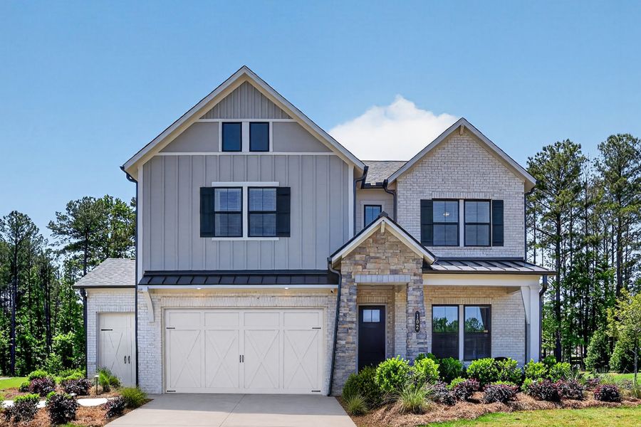 Representative exterior photo of a completed home built from the Santorini by Taylor Morrison in Towson Village, Peachtree City, GA (Image 22). Representative exterior photo of a completed home built from the Santorini by Taylor Morrison in Towson Village, Peachtree City, GA (Image 22).