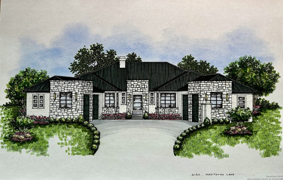 Exterior rendering of this home design in , San Antonio, TX (Image 1). Exterior rendering of this home design in , San Antonio, TX (Image 1).