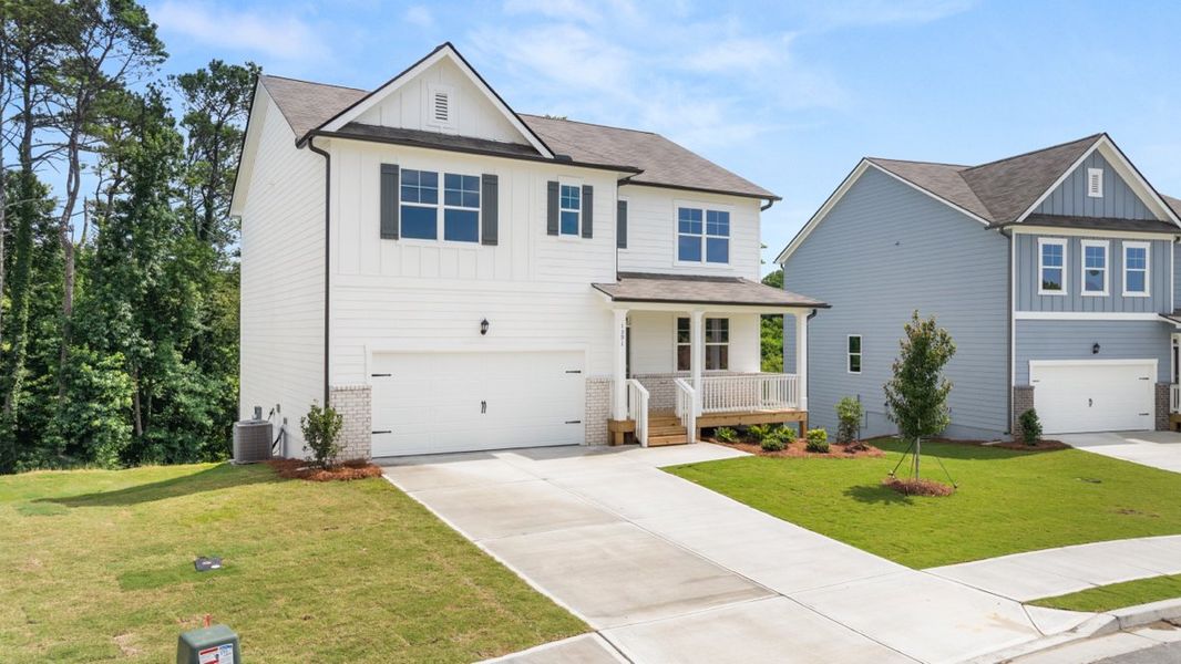 Representative exterior photo of a completed home built from the Hayden by D.R. Horton in Liberty Crossing, Braselton, GA (Image 2). Representative exterior photo of a completed home built from the Hayden by D.R. Horton in Liberty Crossing, Braselton, GA (Image 2).
