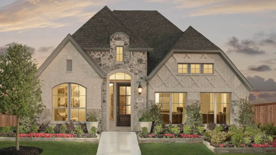 Front exterior of a new home in Silo Mills, Cleburne, TX, highlighting curb appeal (Image 27). Front exterior of a new home in Silo Mills, Cleburne, TX, highlighting curb appeal (Image 27).