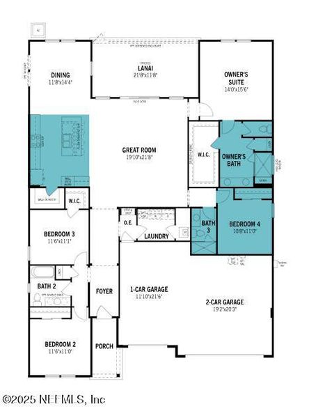 2D floor plan layout of this home in Lakes at Bella Lago, Green Cove Springs, FL (Image 2).