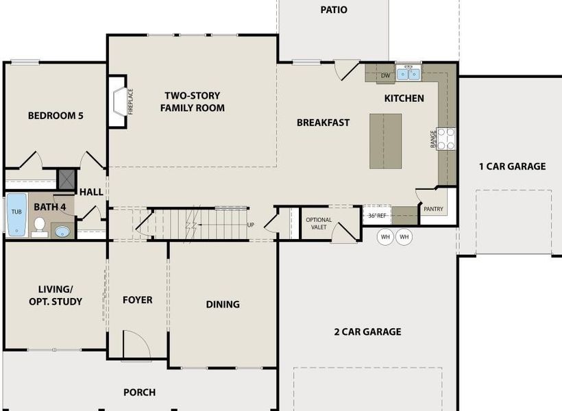 2D floor plan layout of this home in The Manor at Gainesville Township, Gainesville, GA (Image 4).