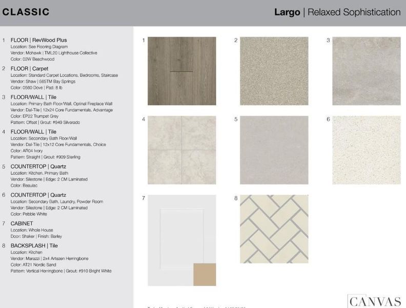 9113 The Ravine Way design selections. Home is currently under construction and selections are subject to change.