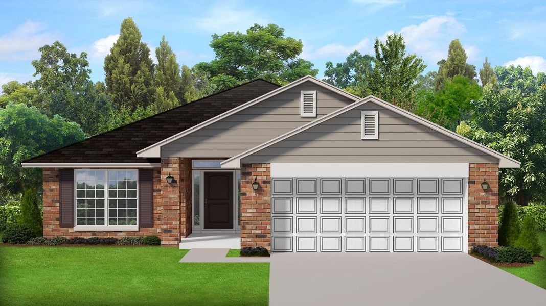 Front exterior of a new home in Hidden Pines, Milton, FL, highlighting curb appeal (Image 1).