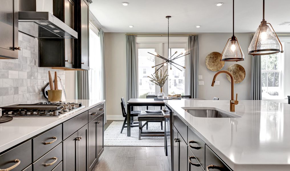 Kitchen overlooking dining area