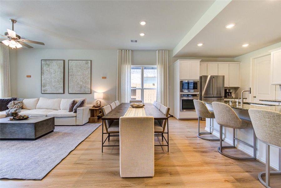 The breakfast area is big enough for a full-size dining table.