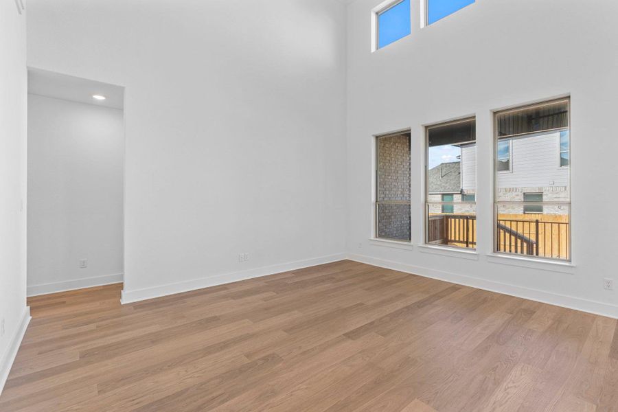 Family Room with soaring ceiling
