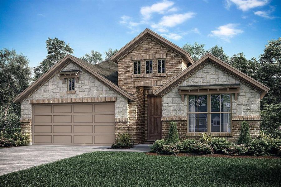 Front exterior of a new home in Sunwest Village, McGregor, TX, highlighting curb appeal (Image 1). Front exterior of a new home in Sunwest Village, McGregor, TX, highlighting curb appeal (Image 1).