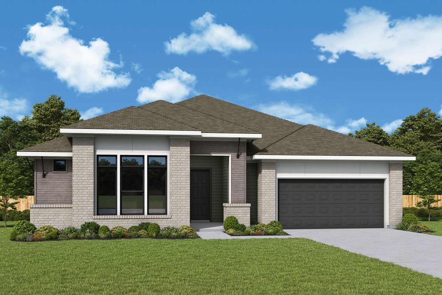 Representative exterior photo of a completed home built from the The Flower Mound by David Weekley Homes in Kresston – Summit Collection, Montgomery, TX (Image 18).