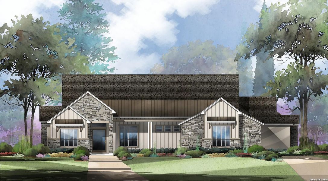 Exterior rendering of this home design in George's Ranch, Boerne, TX (Image 1). Exterior rendering of this home design in George's Ranch, Boerne, TX (Image 1).