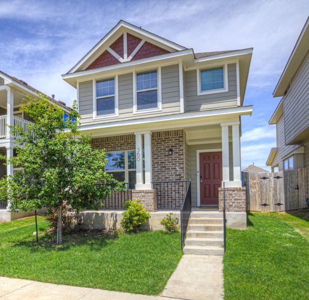 Front exterior of a new home in , San Marcos, TX, highlighting curb appeal (Image 2). Front exterior of a new home in , San Marcos, TX, highlighting curb appeal (Image 2).