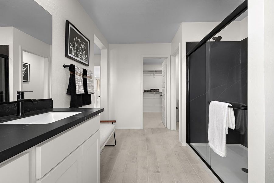 Walk-in shower at primary bath