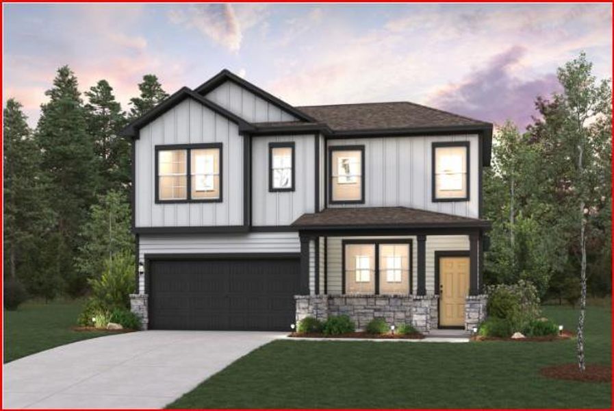 Front exterior of a new home in Evelyn, Austin, TX, highlighting curb appeal (Image 2). Front exterior of a new home in Evelyn, Austin, TX, highlighting curb appeal (Image 2).