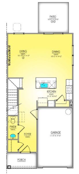 2D floor plan layout of this home in Meece Townhomes, Easley, SC (Image 2). 2D floor plan layout of this home in Meece Townhomes, Easley, SC (Image 2).