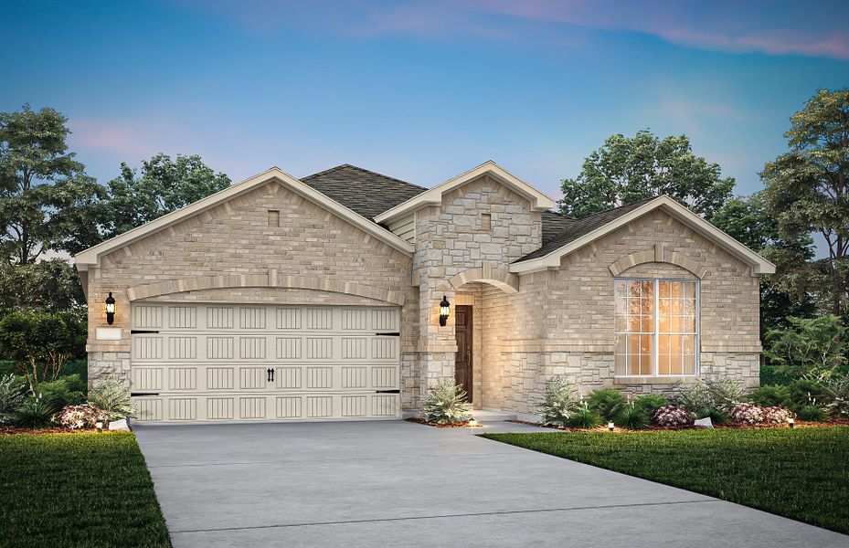 The Orchard, a one-story home with 2-car garage, shown with Home Exterior 34