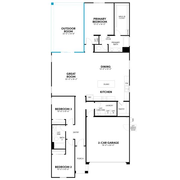 2D floor plan layout for the Azure Phase 5a by Brookfield Residential in Highland Sage at Alamar, Avondale, AZ (Image 17).