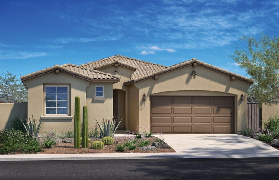Representative exterior photo of a completed home built from the 2138 by Homes by Towne in Windrose V, Waddell, AZ (Image 4).