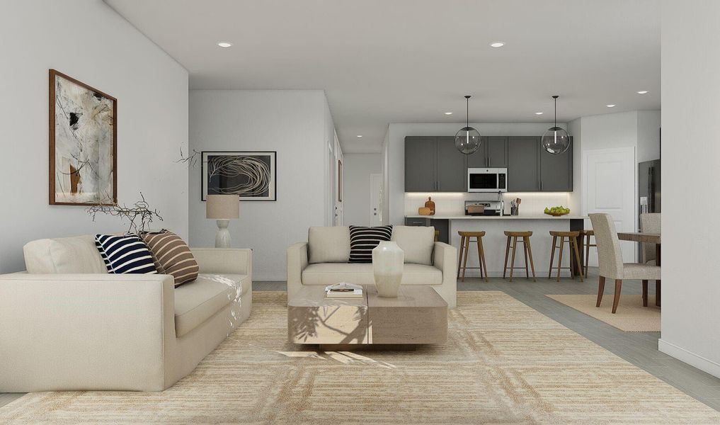 Bright and airy living area (*Artist rendering used for illustration purposes only.)