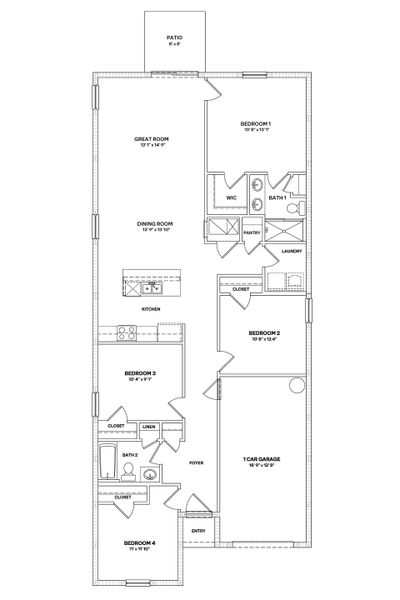 2D floor plan layout for the Cameron by D.R. Horton in Somerset Bay, Spring Hill, FL (Image 3). 2D floor plan layout for the Cameron by D.R. Horton in Somerset Bay, Spring Hill, FL (Image 3).
