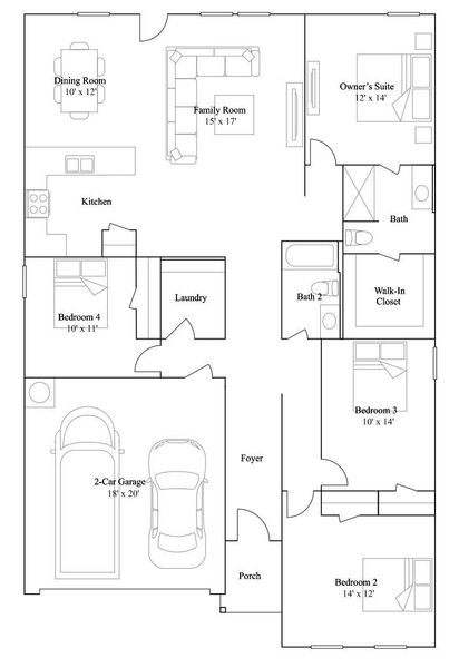2D floor plan layout of this home in Monarch Landing, Needville, TX (Image 2). 2D floor plan layout of this home in Monarch Landing, Needville, TX (Image 2).