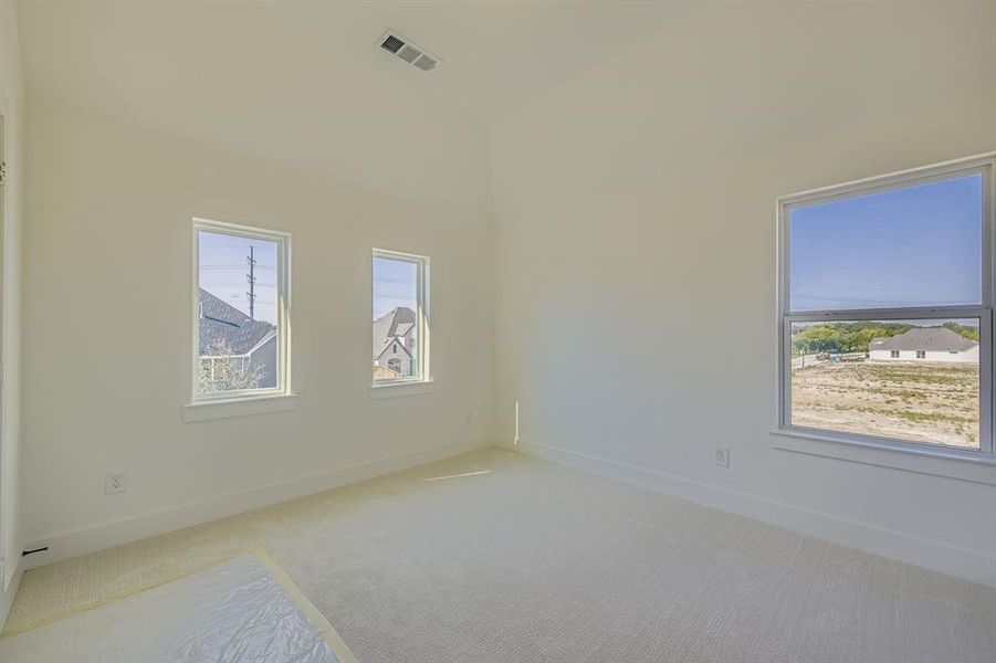 Unfurnished room featuring light carpet and healthy amount of natural light Unfurnished room featuring light carpet and healthy amount of natural light