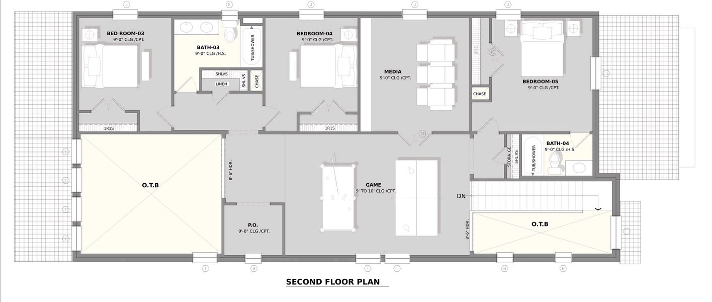 2D floor plan layout for the Plan 5 by Monarch Homes in Royal Court, Frisco, TX (Image 4). 2D floor plan layout for the Plan 5 by Monarch Homes in Royal Court, Frisco, TX (Image 4).
