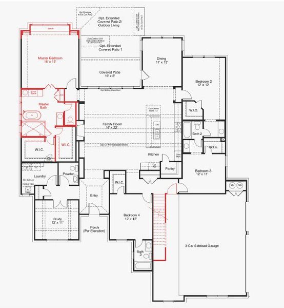 2D floor plan layout for the Avery II by Scott Felder Homes in Leander Estates, Leander, TX (Image 2). 2D floor plan layout for the Avery II by Scott Felder Homes in Leander Estates, Leander, TX (Image 2).