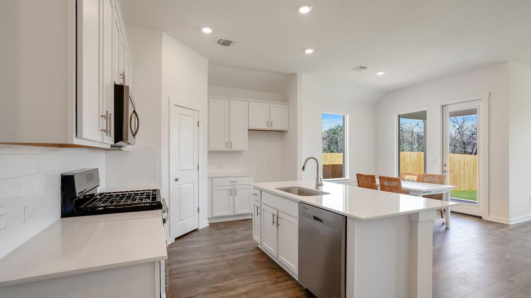 Furnished interior view inside a new home in Rosenbusch Ranch, Leander (Image 7). Furnished interior view inside a new home in Rosenbusch Ranch, Leander (Image 7).