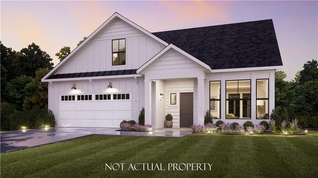 Front exterior of a new home in The Courtyards at Summit Hill, Dallas, GA, highlighting curb appeal (Image 1). Front exterior of a new home in The Courtyards at Summit Hill, Dallas, GA, highlighting curb appeal (Image 1).