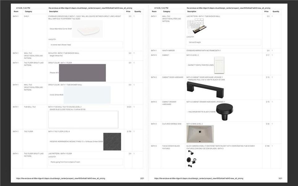 Sample of building materials used in homes in Enclave at Little Ridge, Acworth (Image 31).