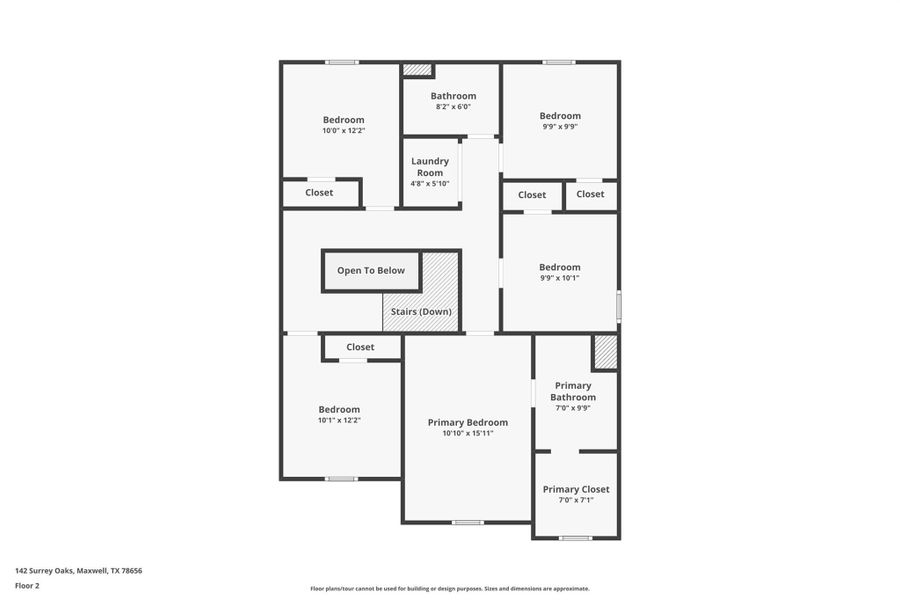 2D floor plan layout of this home in Sunset Oaks, Maxwell, TX (Image 4).