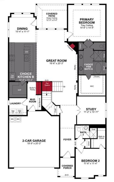 2D floor plan layout of this home in Valencia on the Lake, Little Elm, TX (Image 2). 2D floor plan layout of this home in Valencia on the Lake, Little Elm, TX (Image 2).