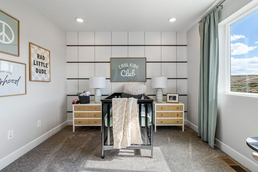 Furnished interior view inside a new home in Trailstone Town Collection, Arvada (Image 18).