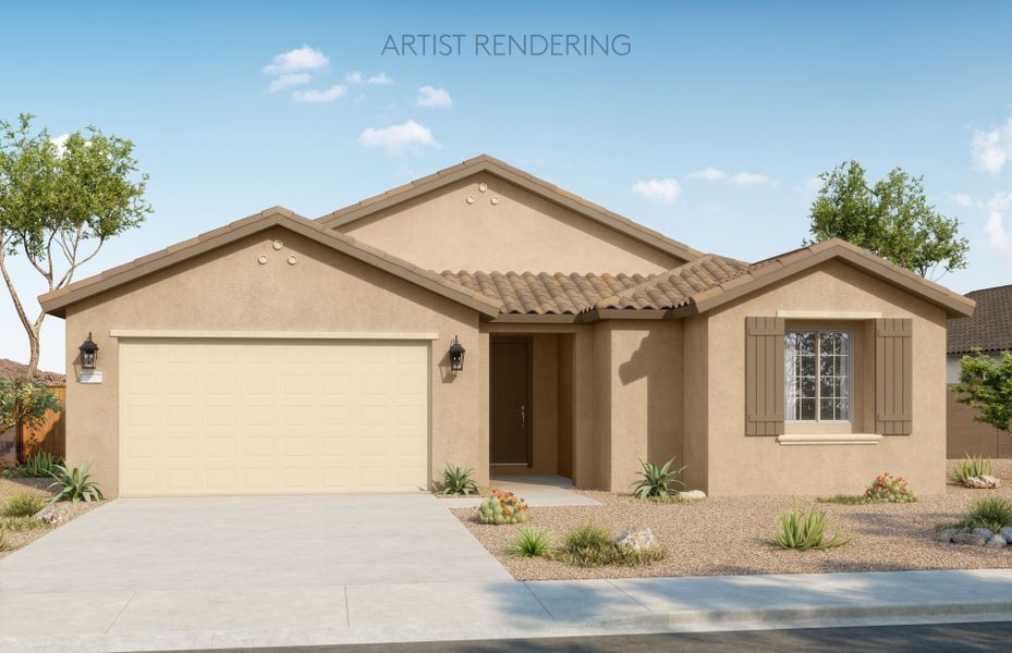Representative exterior photo of a completed home built from the Parklane by Pulte Homes in Shadow Ridge, Avondale, AZ (Image 2). Representative exterior photo of a completed home built from the Parklane by Pulte Homes in Shadow Ridge, Avondale, AZ (Image 2).