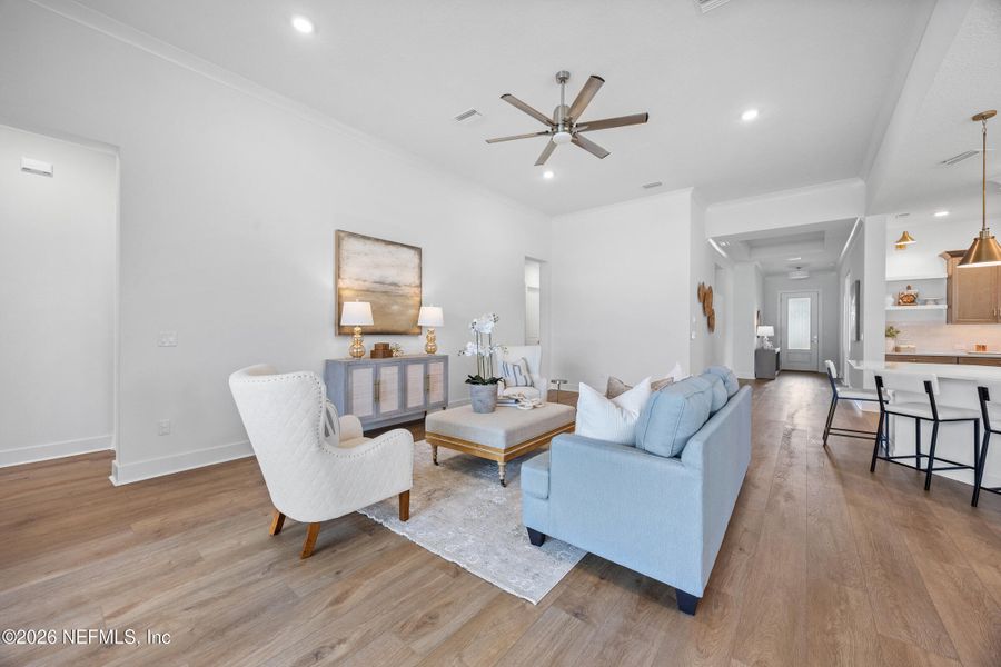 Furnished interior view inside a new home in Oak Grove at SilverLeaf 60’, St. Augustine (Image 19).